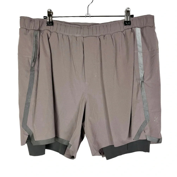 Lululemon Surge Lined 6" Gray Purple Athletic Shorts XXL - Picture 1 of 3